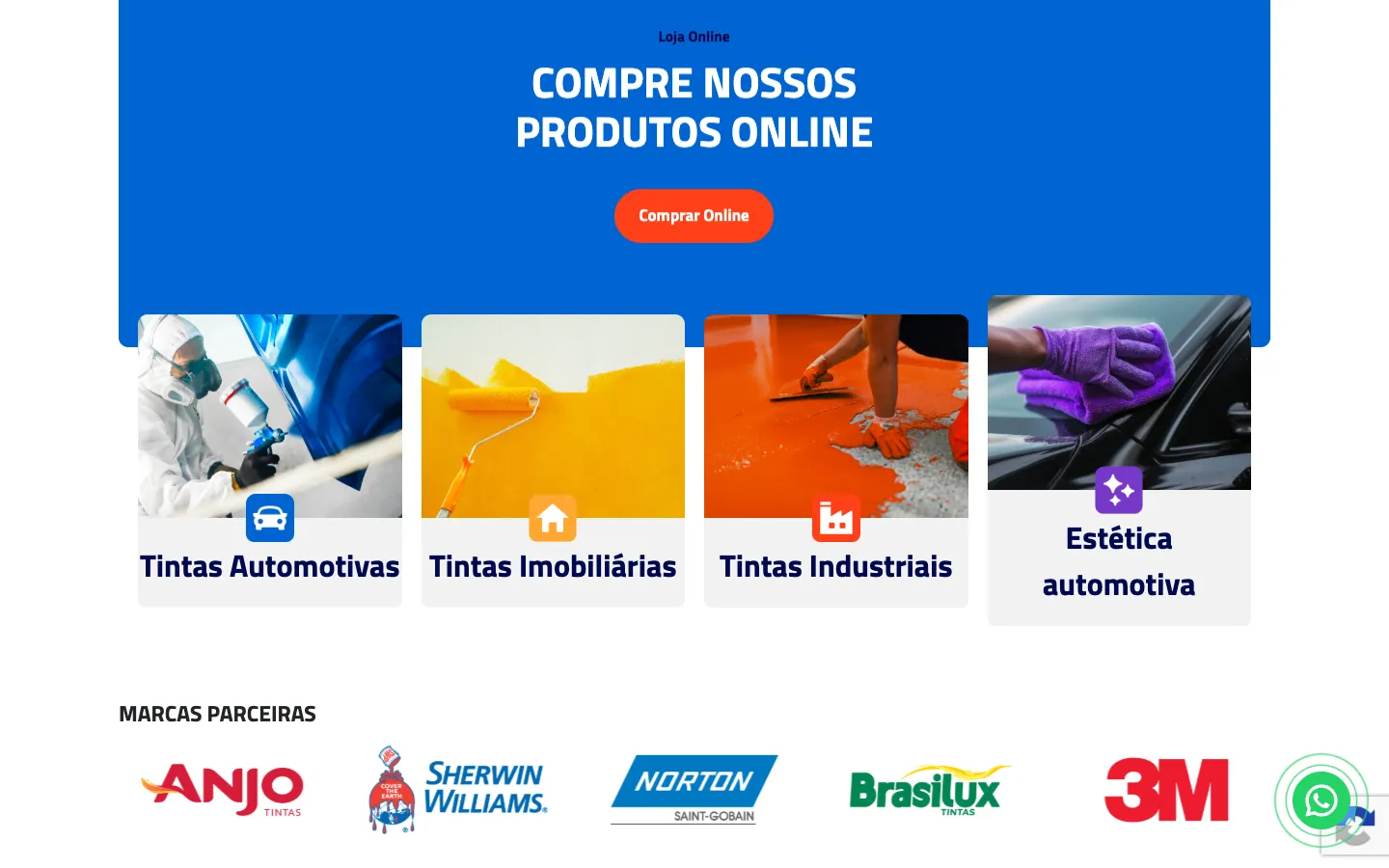 Seção de categorias do site atual