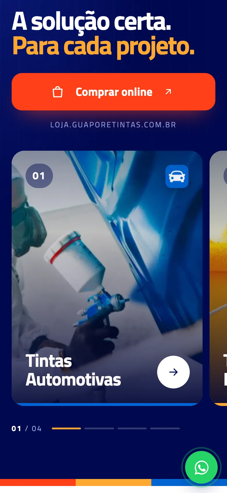 Linhas de produto na nova versão, celular