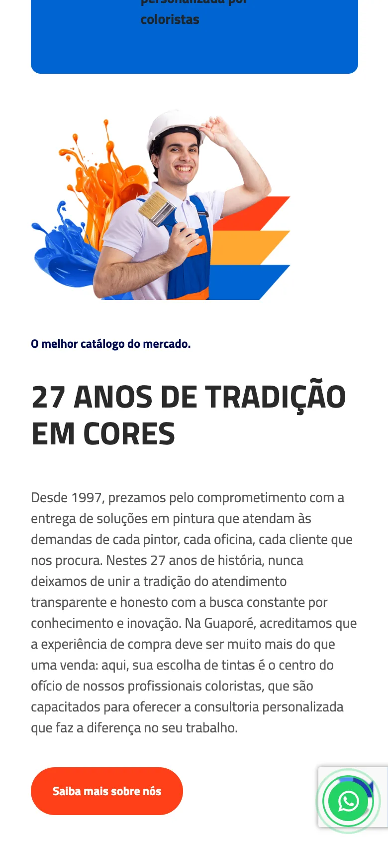 História no site atual, celular