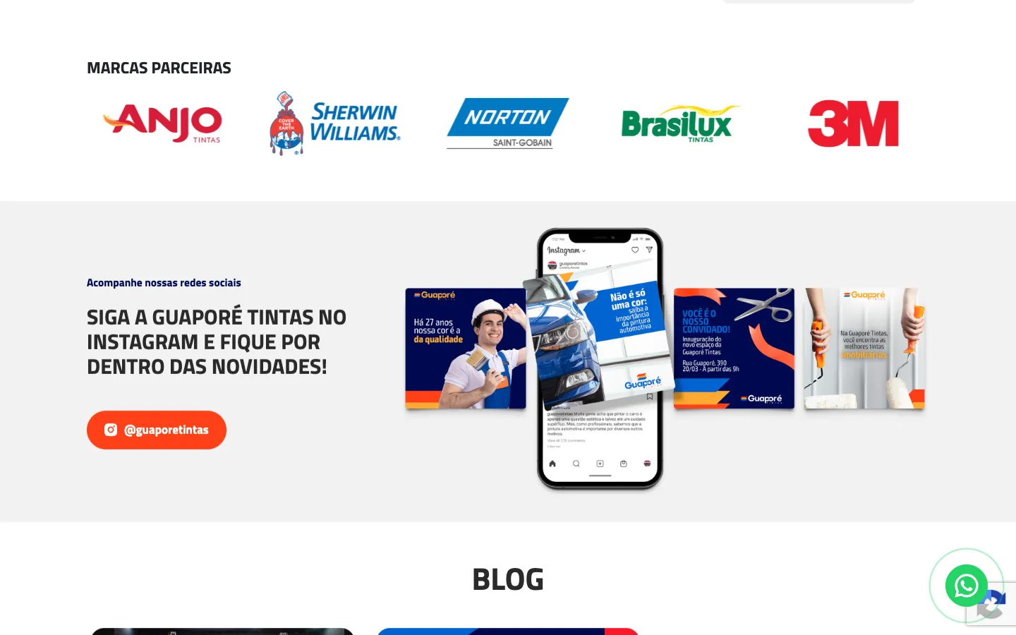 Marcas parceiras no site atual
